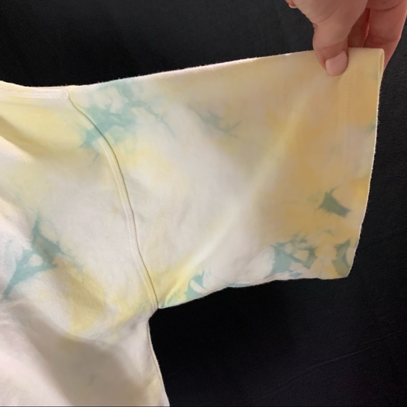 Mono B | Yellow & Green Tie Dye Cropped Hoodie | Sz L - Picture 13 of 16